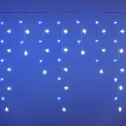 Stalattite 3,75 x h 1 m, 136 fiocchi di neve, led bianco freddo e blu