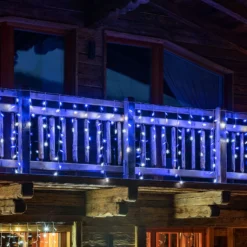 Stalattite 3,75 x h 1 m, 136 fiocchi di neve, led bianco freddo e blu