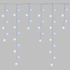 Stalattite 3,75 x h 1 m, 136 fiocchi di neve, led bianco freddo e blu