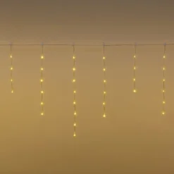 Stalattite 5 x h 0,8 m, 120 Gocce di Luce Dual Color, led bianco caldo e multicolor, cavo trasparente