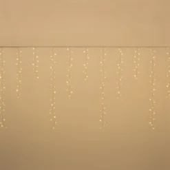 Stalattite 3,4 x h 0,8 m, 384 led bianco caldo, cavo trasparente