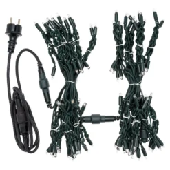 Stalattite 3 x h 0,5 m, 114 maxiled bianco caldo, cavo verde, prolungabile, IP67