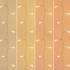 Stalattite 3,4 x h 0,8 m, 384 miniled bianco caldo e bianco extra caldo, cavo trasparente