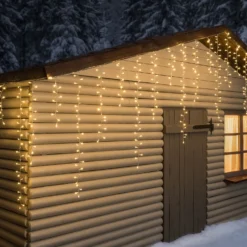 Stalattite 3,4 x h 0,8 m, 384 miniled bianco caldo e bianco extra caldo, cavo trasparente