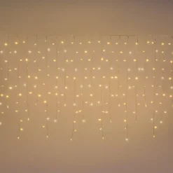 Stalattite 3 x h 0,96 m, 360 miniled bianco caldo, cavo trasparente