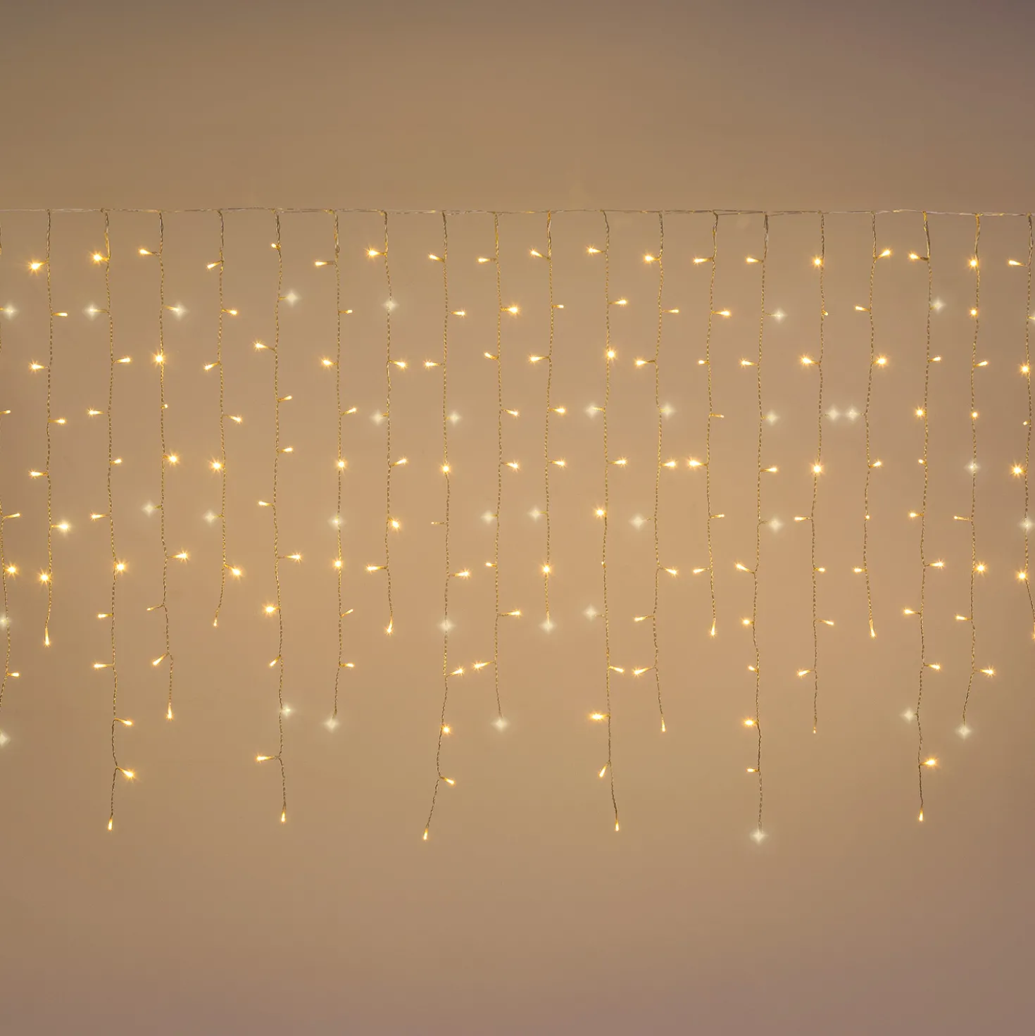 Stalattite 3 x h 0,96 m, 360 miniled bianco caldo, cavo trasparente