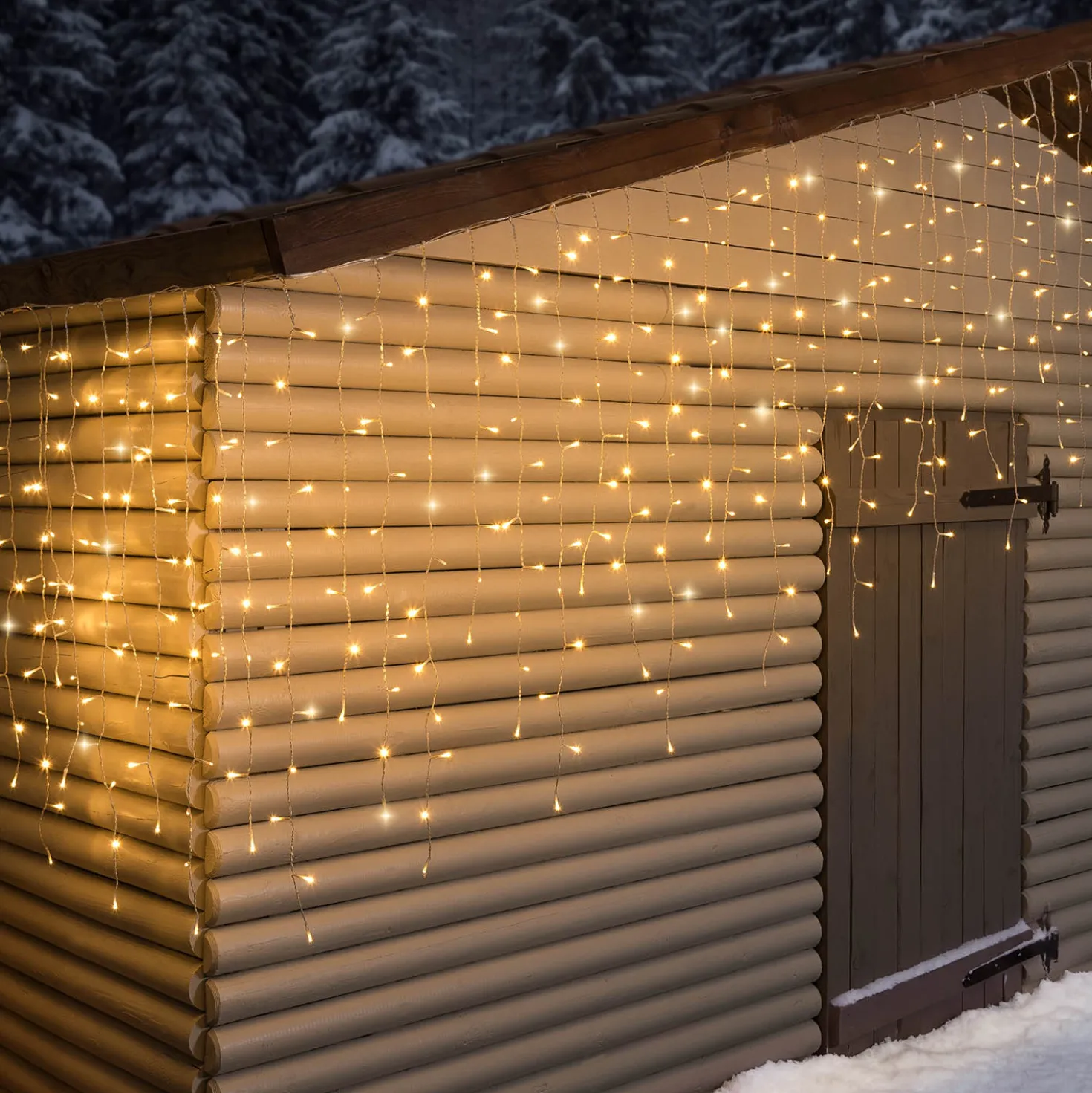 Stalattite 3 x h 0,96 m, 360 miniled bianco caldo, cavo trasparente