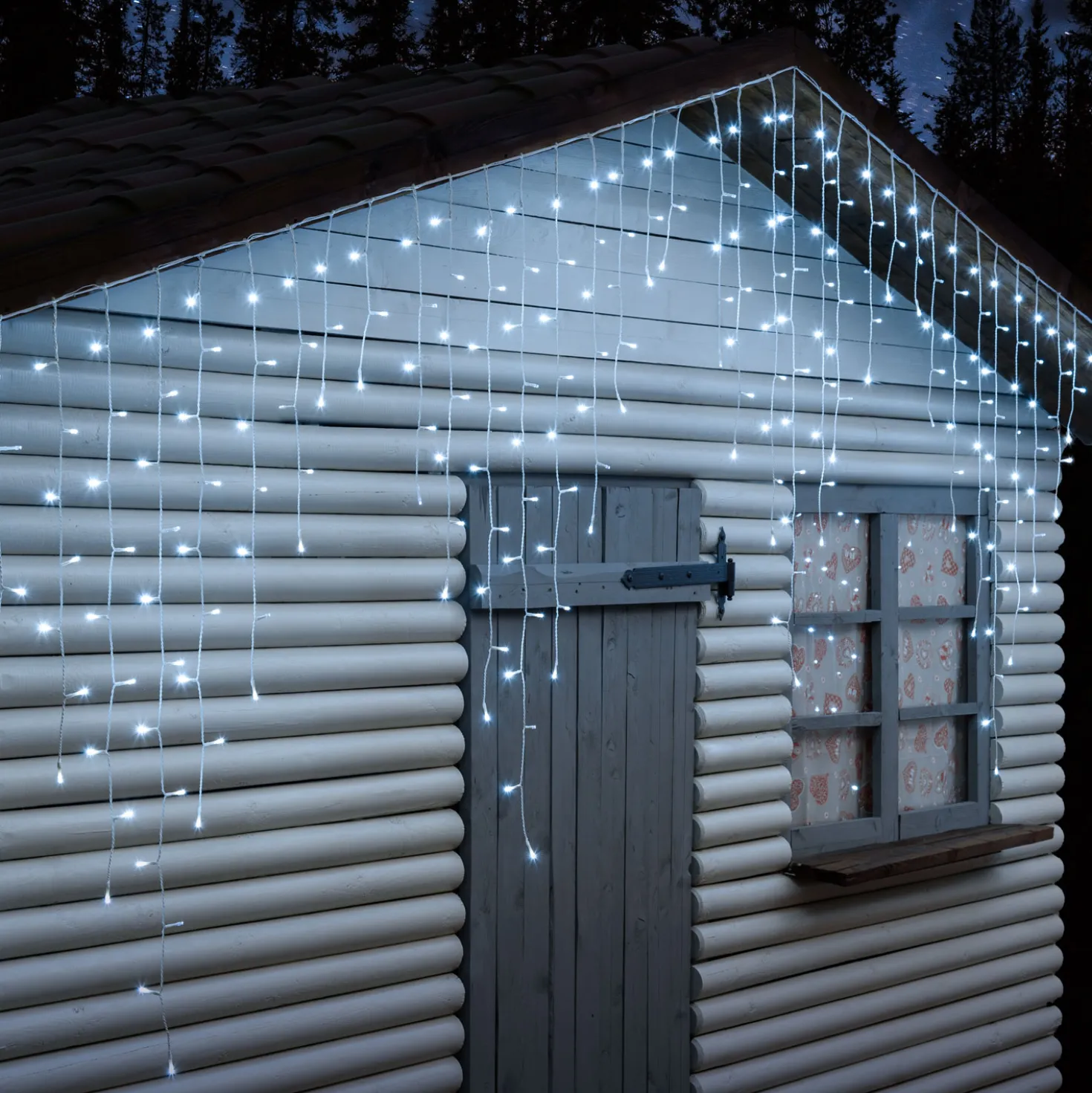 Stalattite 4,5 x 1,2 m, 300 led bianco freddo
