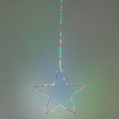 Stella bianca da appendere Ø 35 cm, micro led RGB cambiacolore