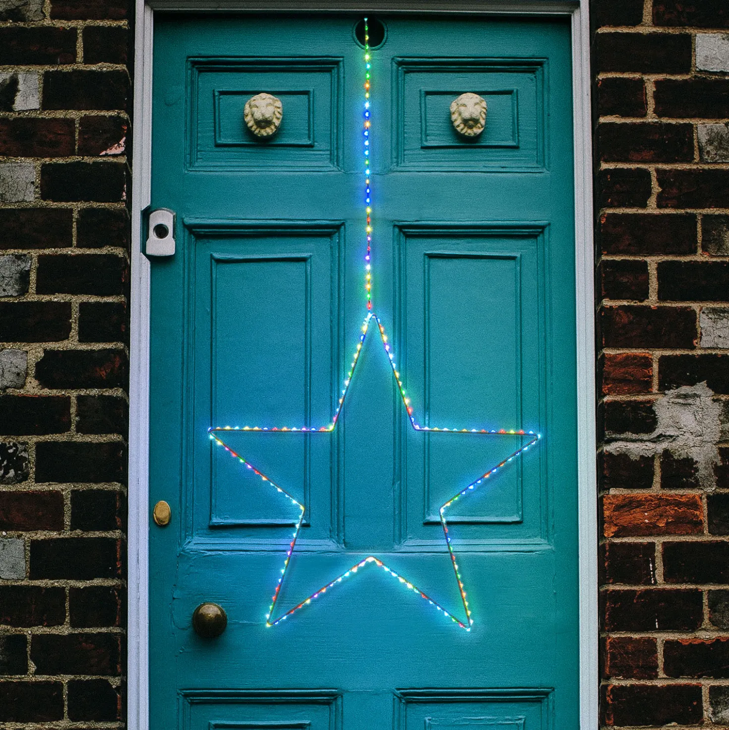 Stella bianca da appendere Ø 55 cm, micro led RGB cambiacolore
