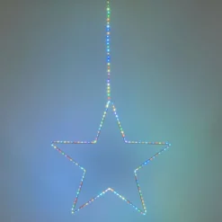 Stella bianca da appendere Ø 55 cm, micro led RGB cambiacolore