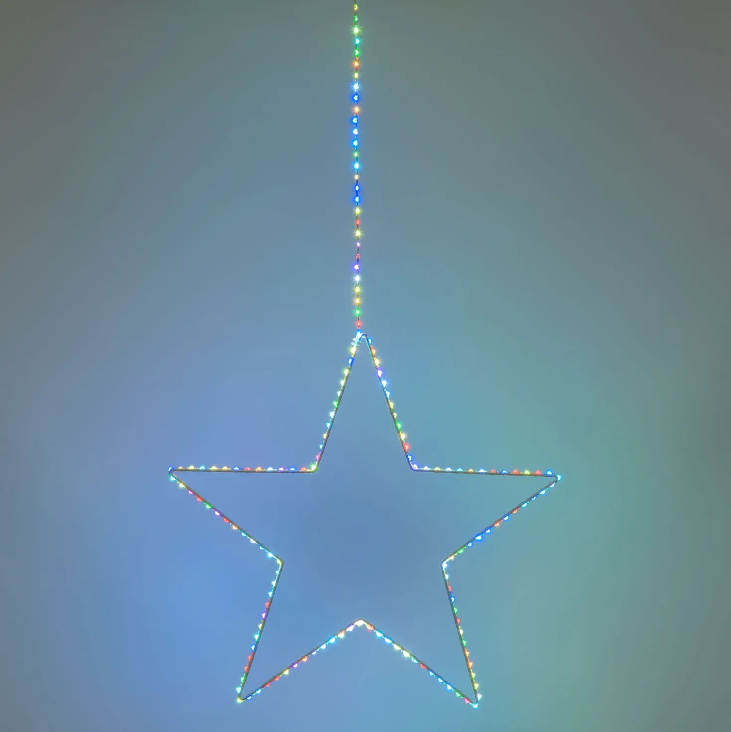Stella bianca da appendere Ø 55 cm, micro led RGB cambiacolore