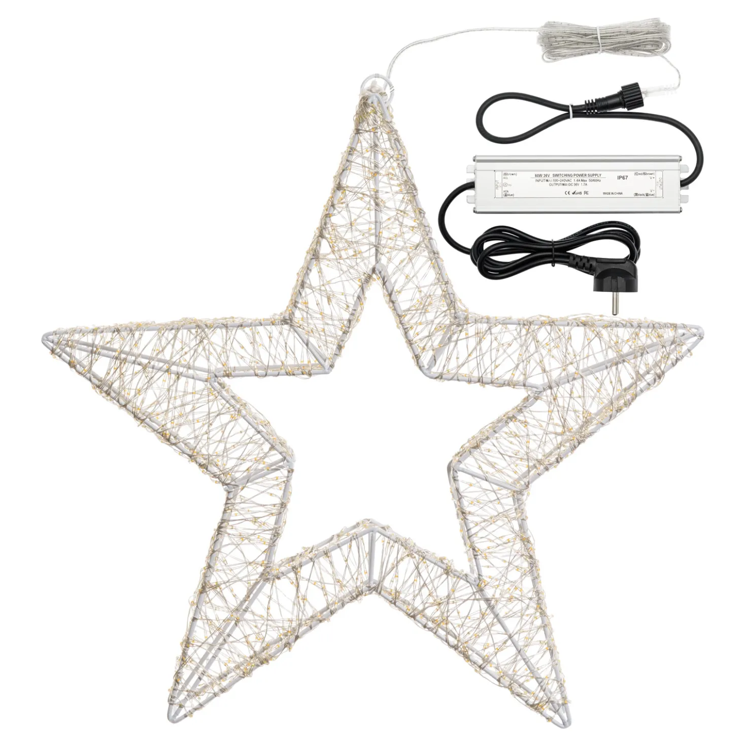 Stella Bianca 3D Ø 55 cm, microled bianco caldo e freddo, uso interno