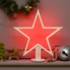 Stella con base in legno sbiancato, 55 cm, led RGB e Bianco Caldo, uso interno