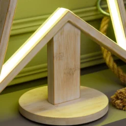Stella con base in legno sbiancato, 55 cm, led RGB e Bianco Caldo, uso interno