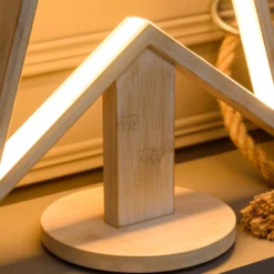 Stella con base in legno sbiancato, 55 cm, led RGB e Bianco Caldo, uso interno