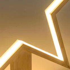 Stella con base in legno sbiancato, 55 cm, led RGB e Bianco Caldo, uso interno