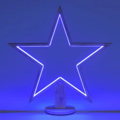 Stella con base in legno sbiancato, 55 cm, led RGB e Bianco Caldo, uso interno
