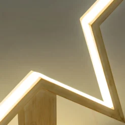 Stella con base in legno sbiancato, 55 cm, led RGB e Bianco Caldo, uso interno