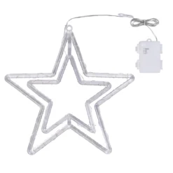 Stella Doppia Crystal a batteria Ø 35 cm, doppio effetto 2D e 3D, MicroLED bianco caldo, uso interno