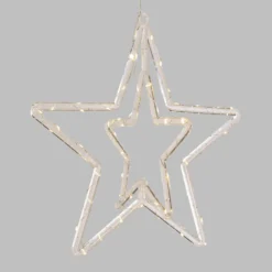 Stella Doppia Crystal a batteria Ø 35 cm, doppio effetto 2D e 3D, MicroLED bianco caldo, uso interno