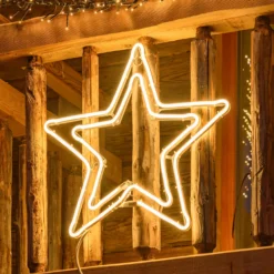 Stella effetto neon doppio profilo Ø 60 cm, led bianco caldo