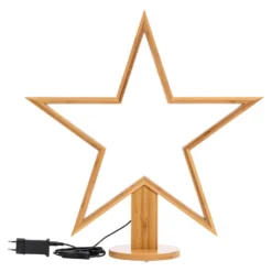 Stella in legno naturale, 55 cm, led bianco caldo, uso interno