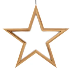 Stella in legno naturale, 35 cm, led bianco caldo, uso interno