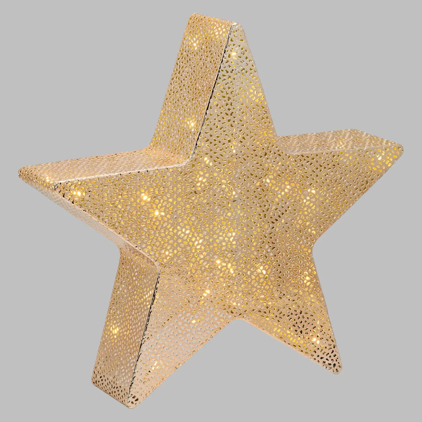 Stella in metallo traforato champagne Ø 40 cm, led bianco caldo