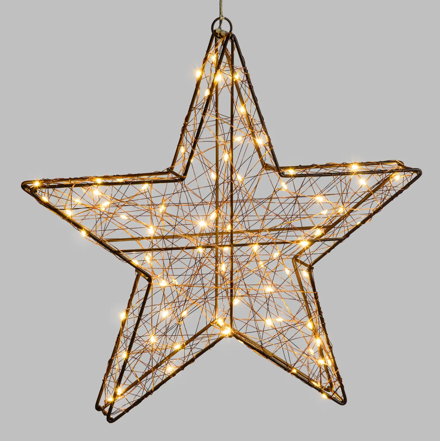 Stella luminosa 3D, 80 microled bianco caldo