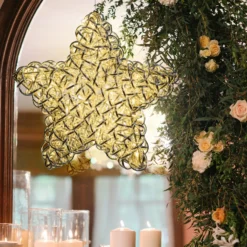 Stella luminosa in alluminio argento Ø 40 cm, 60 led bianco caldo