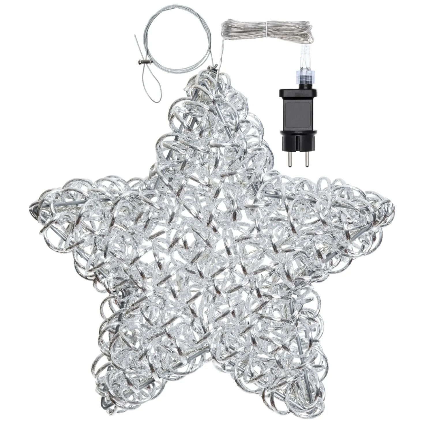 Stella luminosa in alluminio argento Ø 40 cm, 60 led bianco caldo