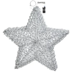 Stella luminosa in alluminio argento Ø 80 cm, 200 led bianco caldo
