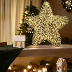 Stella luminosa in alluminio argento Ø 60 cm, 100 led bianco caldo