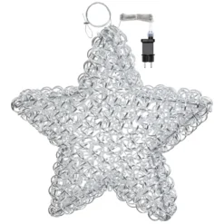 Stella luminosa in alluminio argento Ø 60 cm, 100 led bianco caldo