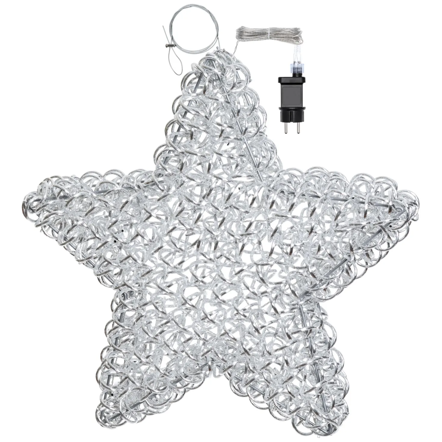 Stella luminosa in alluminio argento Ø 60 cm, 100 led bianco caldo