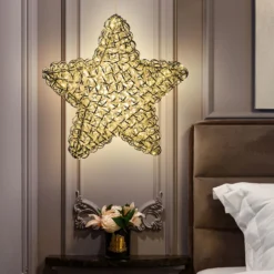 Stella luminosa in alluminio argento Ø 60 cm, 100 led bianco caldo