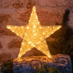 Stella luminosa per appoggio o sospensione, led bianco extra caldo