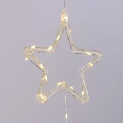 3 Stelle Crystal da appendere a batteria, 60 cm, 50 MicroLED bianco caldo, uso interno