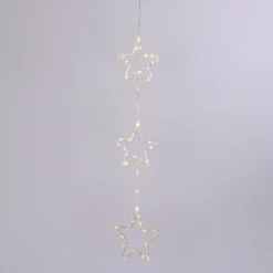 3 Stelle Crystal da appendere a batteria, 60 cm, 50 MicroLED bianco caldo, uso interno
