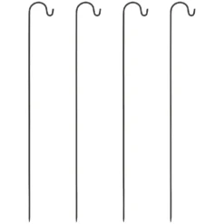 4 supporti porta lanterna in metallo nero, h 110 cm