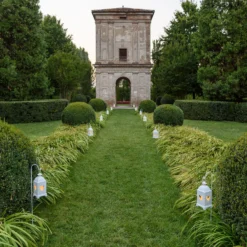 4 supporti porta lanterna in metallo bianco, h 110 cm