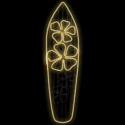 Tavola Surf con fiori in tubo effetto neon, led bianco caldo