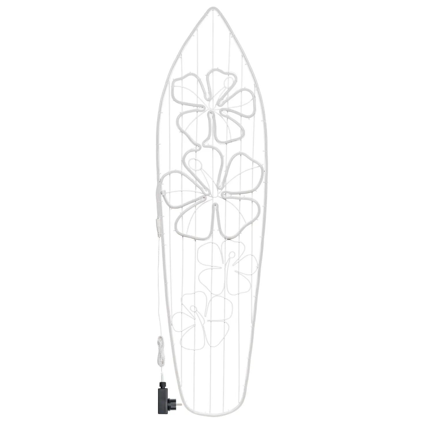 Tavola Surf con fiori in tubo effetto neon, led bianco caldo