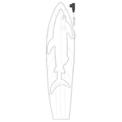 Tavola Surf con squalo in tubo effetto neon, led blu e bianco caldo