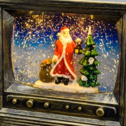 Televisione con Babbo Natale h 22 cm, led bianco caldo
