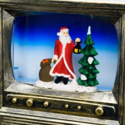 Televisione con Babbo Natale h 22 cm, led bianco caldo