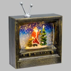 Televisione con Babbo Natale h 22 cm, led bianco caldo
