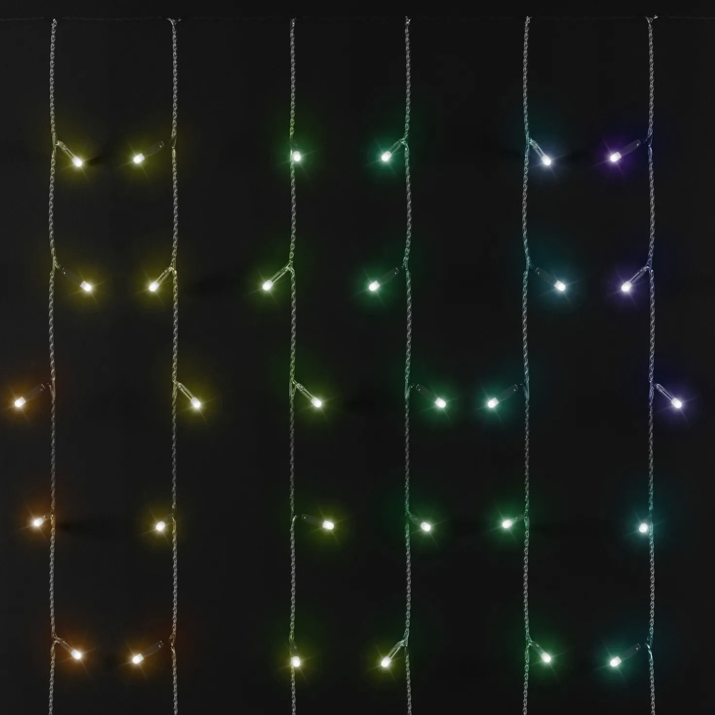 Tenda Twinkly Plus RGB e Bianco caldo, 1 x h 2 metri, 250 Pixel Led, cavo nero