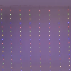 Tenda 2 x h 2 m, 200 Gocce di Luce Dual Color, led bianco caldo e multicolor, cavo trasparente